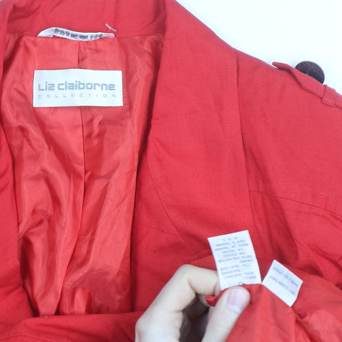 Liz Claiborne Women’s Red Linen Blend Bomber Jacket Size M Classic Style