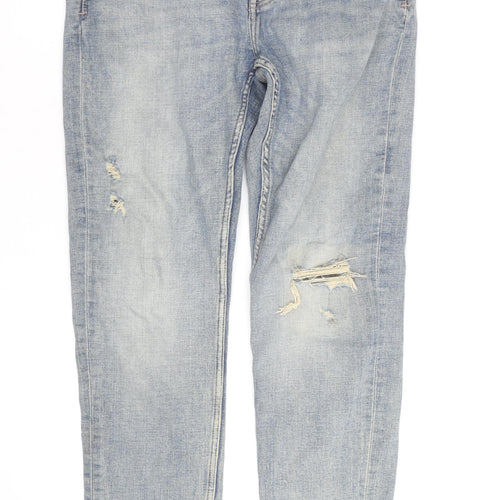 ZARA Men's Blue Distressed Straight Denim Jeans Size 32