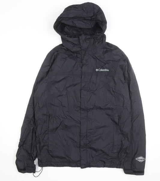 Columbia Men's Black M Waterproof Hooded Windbreaker Jacket