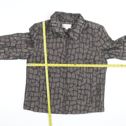 Erin London Women's Grey Geometric Jacket Size M Full Zip Lightweight