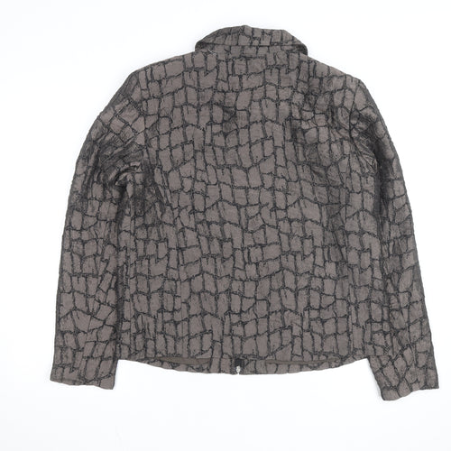Erin London Women's Grey Geometric Jacket Size M Full Zip Lightweight