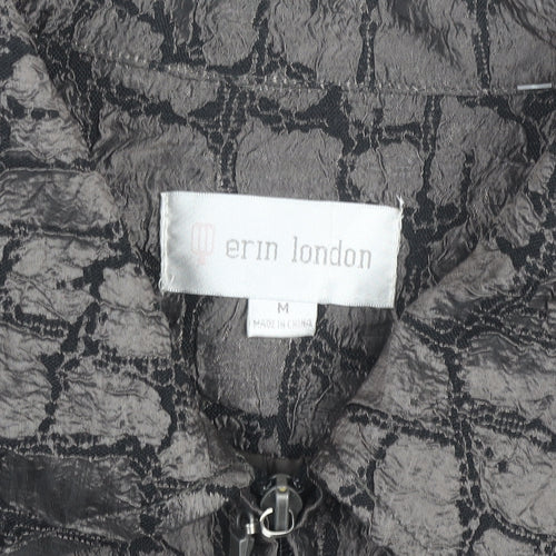 Erin London Women's Grey Geometric Jacket Size M Full Zip Lightweight