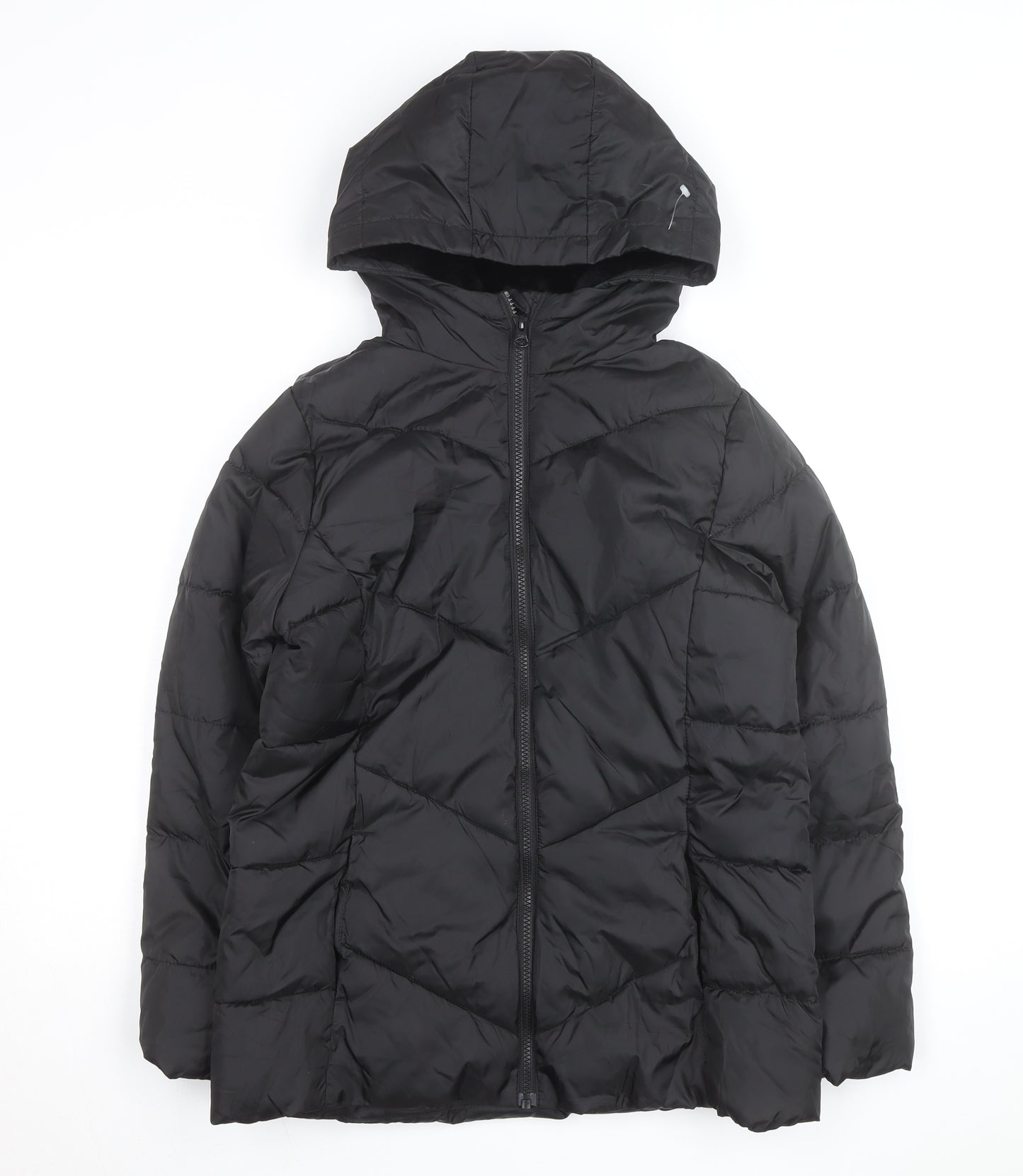 SwissTech Women's Black XL Hooded Puffer Jacket Winter Coat