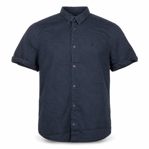 AllSaints Men's Blue Slim Fit Short Sleeve Button-Up Shirt Size S