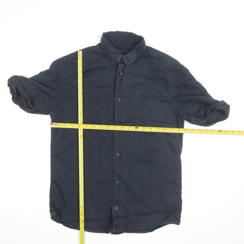AllSaints Men's Blue Slim Fit Short Sleeve Button-Up Shirt Size S