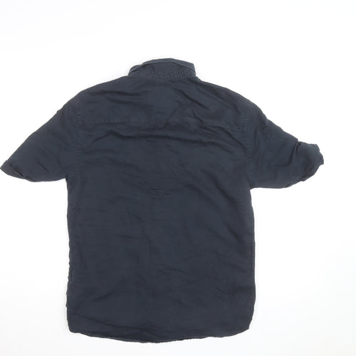 AllSaints Men's Blue Slim Fit Short Sleeve Button-Up Shirt Size S