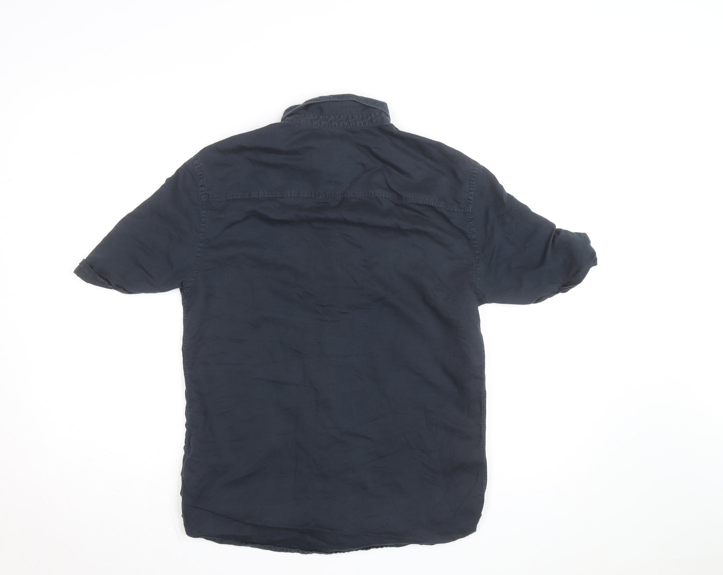 AllSaints Men's Blue Slim Fit Short Sleeve Button-Up Shirt Size S
