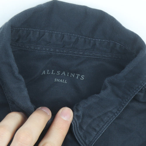 AllSaints Men's Blue Slim Fit Short Sleeve Button-Up Shirt Size S