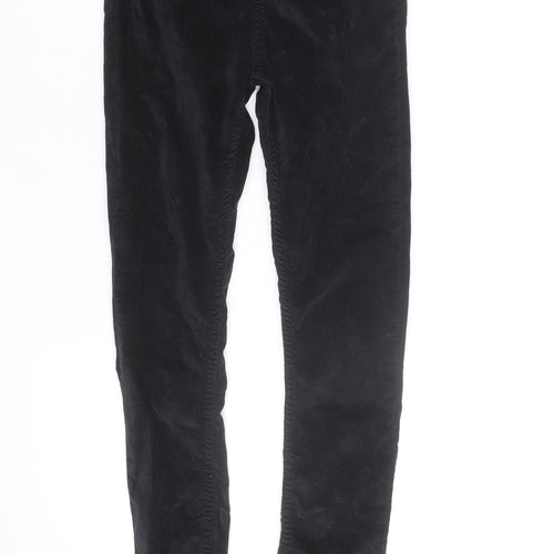 Zara Woman Black Corduroy Skinny Trousers Size 10 Slim Fit