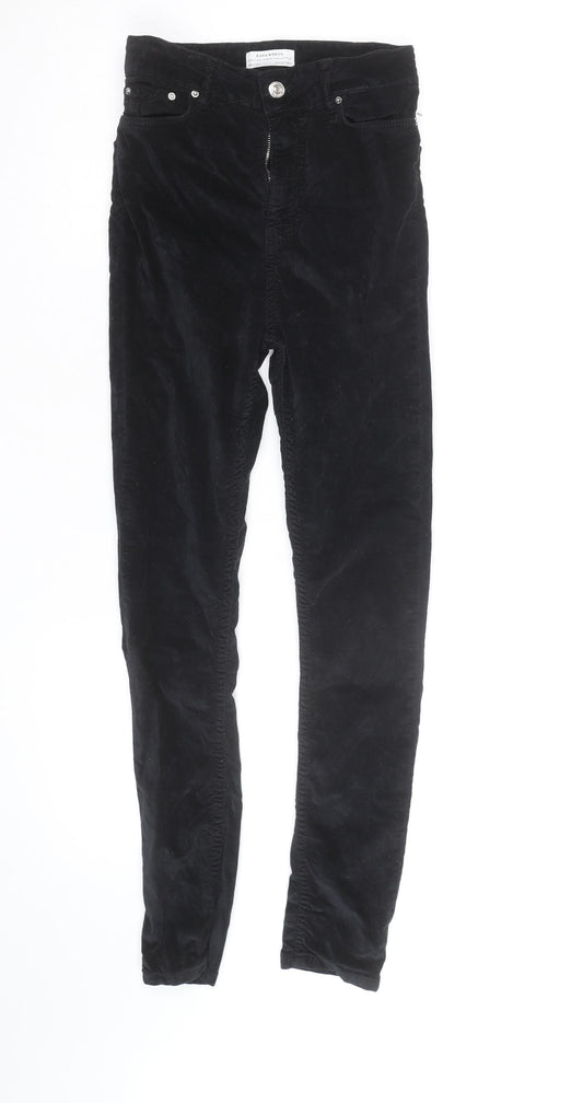 Zara Woman Black Corduroy Skinny Trousers Size 10 Slim Fit