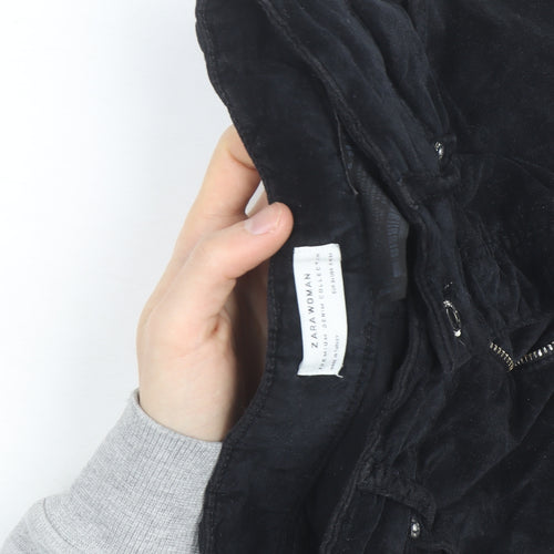 Zara Woman Black Corduroy Skinny Trousers Size 10 Slim Fit