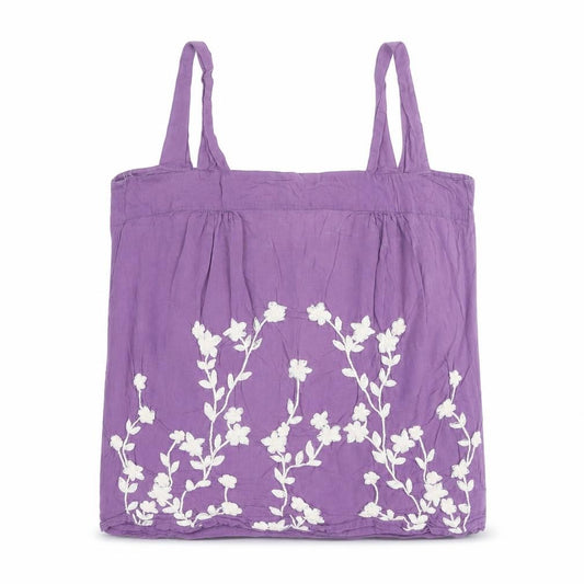Front view of Wallis Women Purple Floral Embroidered Cotton Camisole Top, size 12