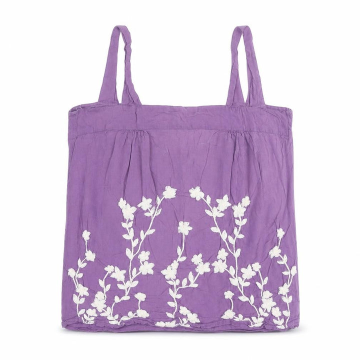 Wallis Women Purple Floral Embroidered Cotton Camisole Top Size 12