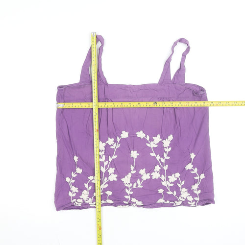 Wallis Women Purple Floral Embroidered Cotton Camisole Top Size 12