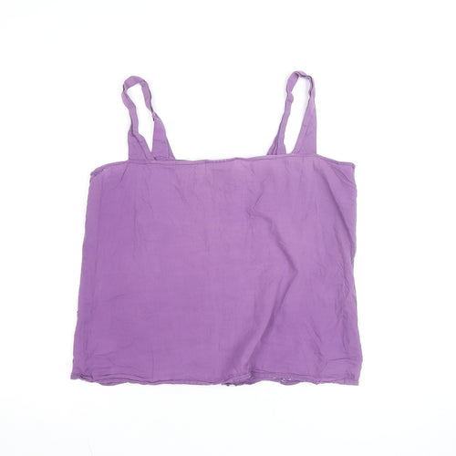 Wallis Women Purple Floral Embroidered Cotton Camisole Top Size 12