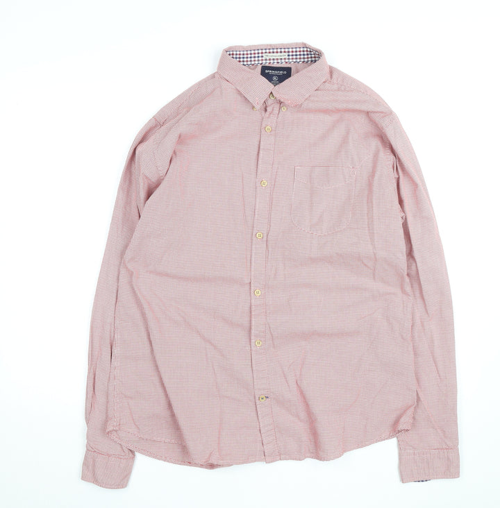 Springfield Men's Red Check Button-Down Shirt XL Custom Fit