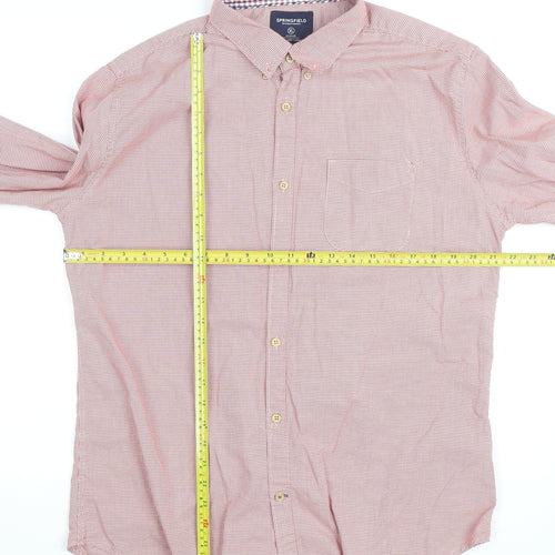 Springfield Men's Red Check Button-Down Shirt XL Custom Fit