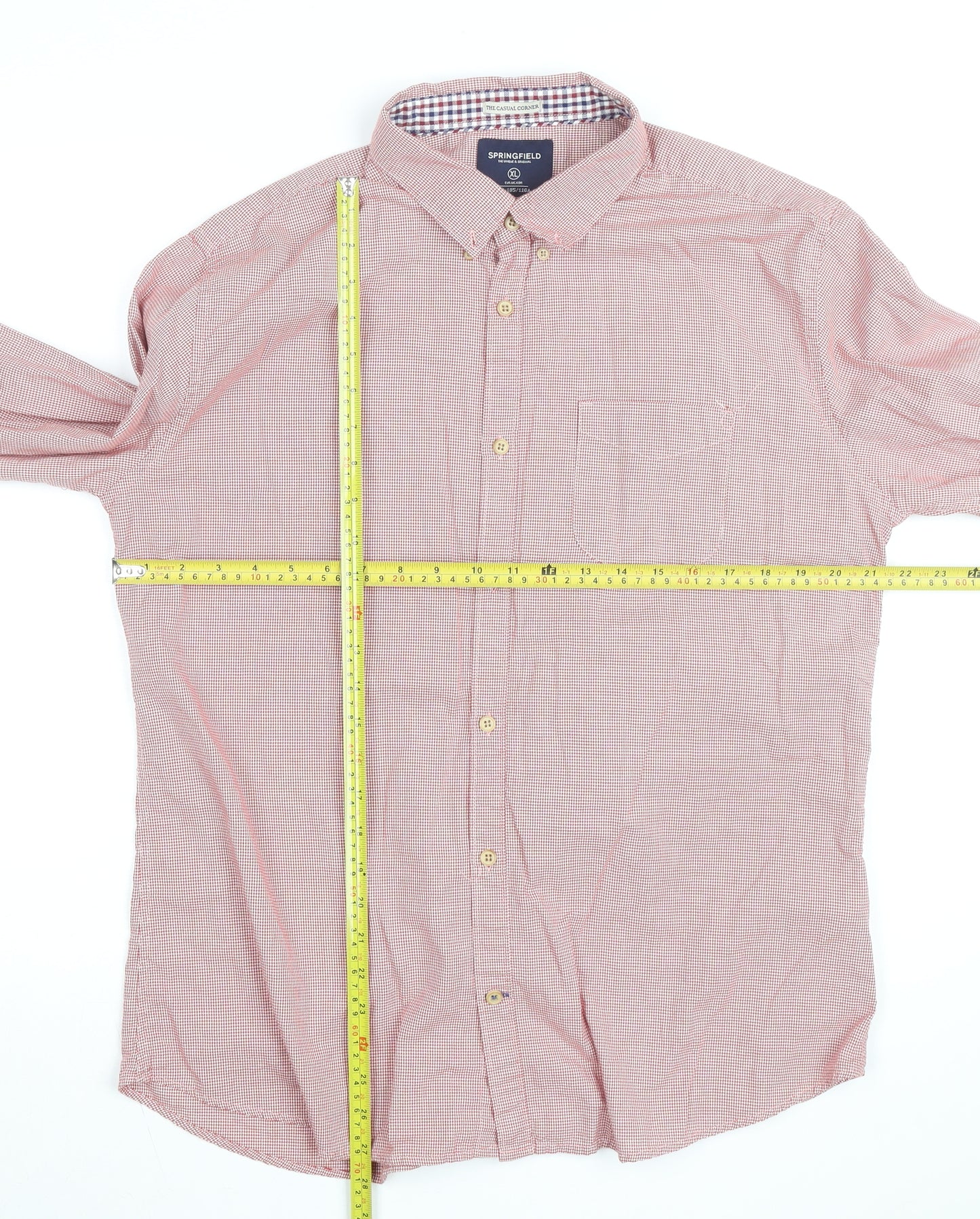 Springfield Men's Red Check Button-Down Shirt XL Custom Fit