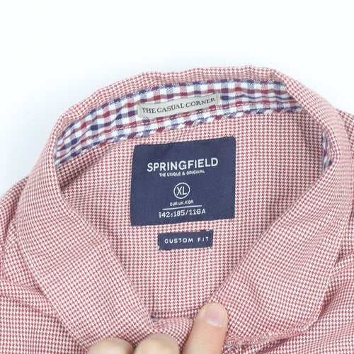 Springfield Men's Red Check Button-Down Shirt XL Custom Fit