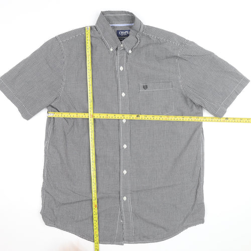 Chaps Mens Black Check Short Sleeve Button-Down Shirt L