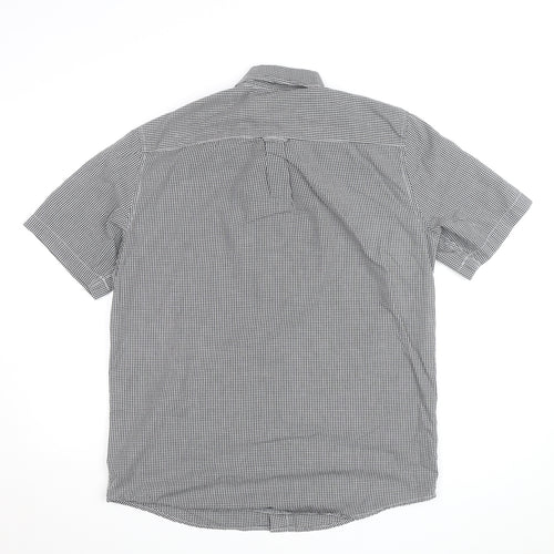 Chaps Mens Black Check Short Sleeve Button-Down Shirt L