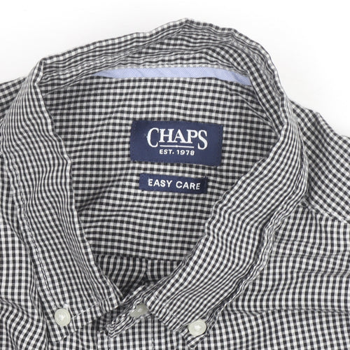 Chaps Mens Black Check Short Sleeve Button-Down Shirt L