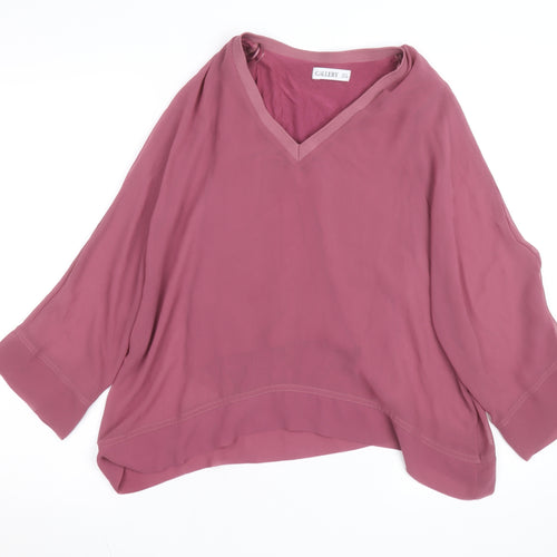 Gallery Women’s Pink V-Neck Chiffon Tunic Blouse Size 8