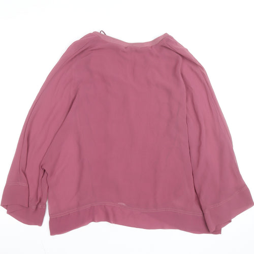 Gallery Women’s Pink V-Neck Chiffon Tunic Blouse Size 8