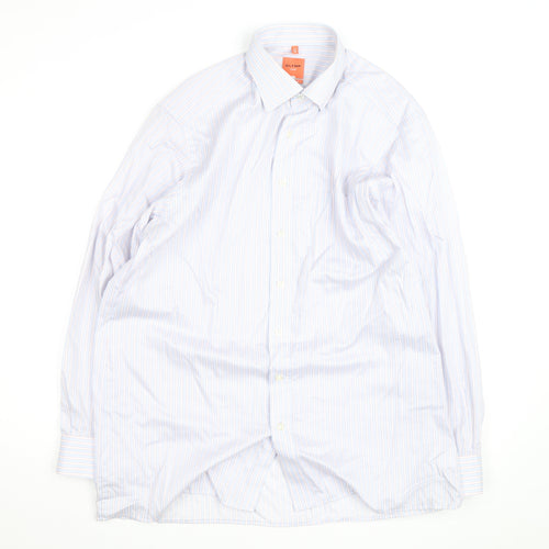 Olymp Luxor Men's Blue Striped Slim Fit Long Sleeve Button-Up Shirt 17in 43