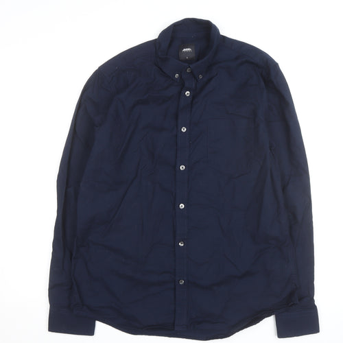 Burton Menswear London Men's Blue L Button-Down Cotton Shirt
