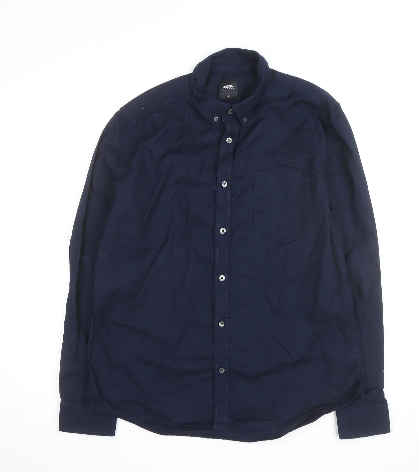Burton Menswear London Men's Blue L Button-Down Cotton Shirt