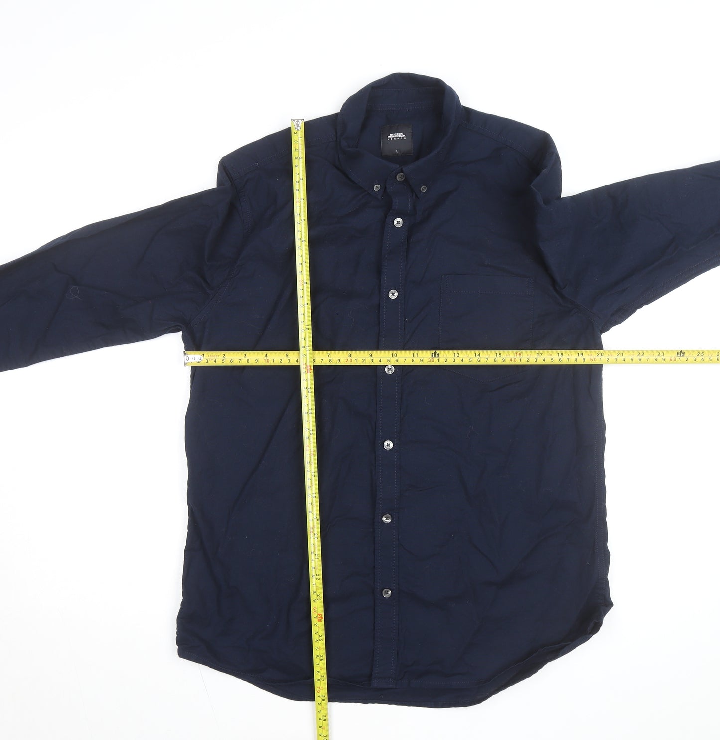 Burton Menswear London Men's Blue L Button-Down Cotton Shirt