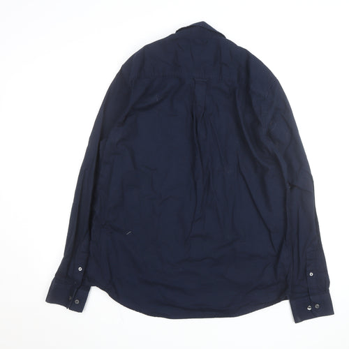 Burton Menswear London Men's Blue L Button-Down Cotton Shirt