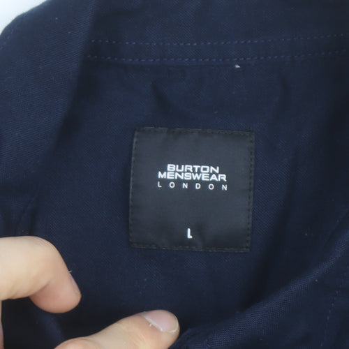 Burton Menswear London Men's Blue L Button-Down Cotton Shirt