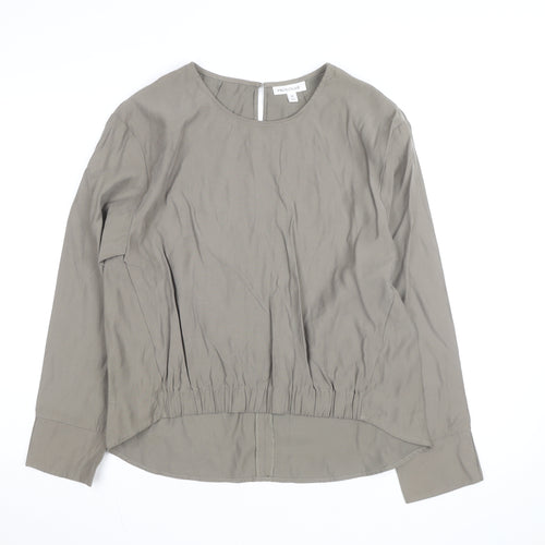 Prologue Women's Grey Rayon Blend Long Sleeve Crew Neck Blouse Size M