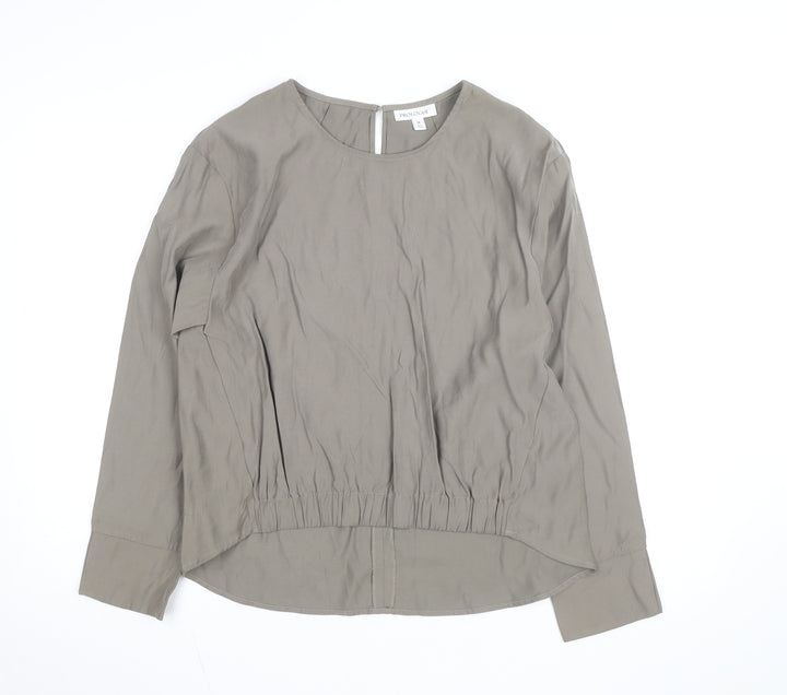 Prologue Women's Grey Rayon Blend Long Sleeve Crew Neck Blouse Size M
