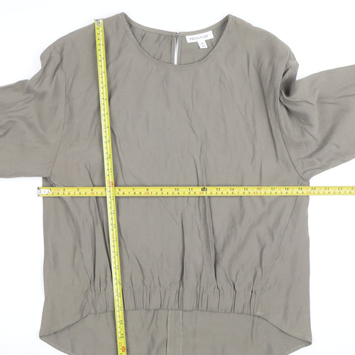 Prologue Women's Grey Rayon Blend Long Sleeve Crew Neck Blouse Size M