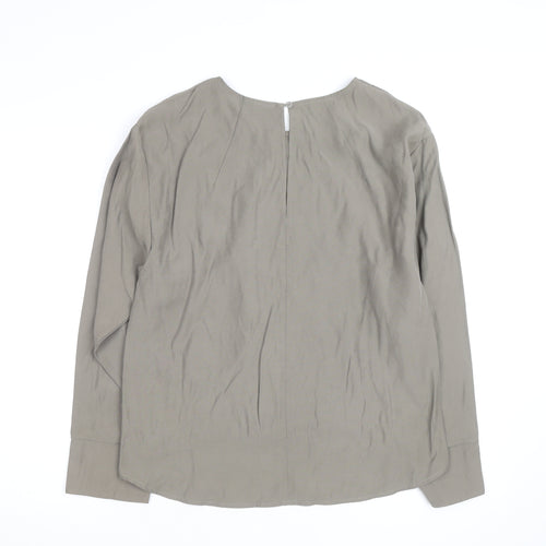 Prologue Women's Grey Rayon Blend Long Sleeve Crew Neck Blouse Size M