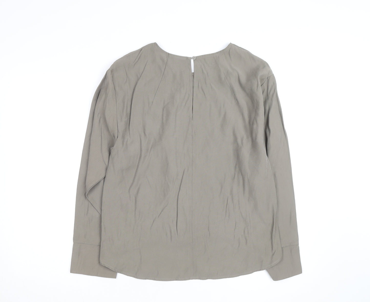 Prologue Women's Grey Rayon Blend Long Sleeve Crew Neck Blouse Size M