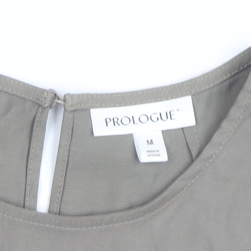 Prologue Women's Grey Rayon Blend Long Sleeve Crew Neck Blouse Size M