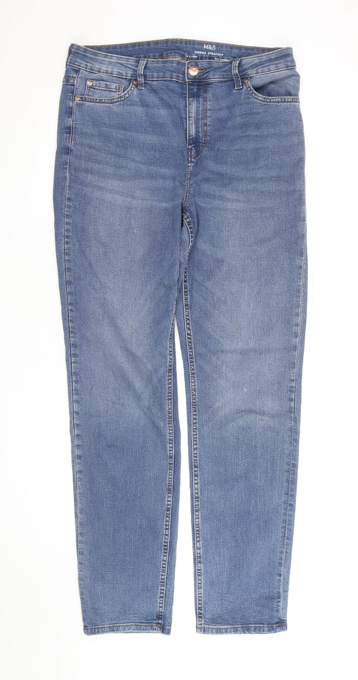 Marks and Spencer Women's Blue Sienna Straight Leg Jeans Size 16 Long Denim