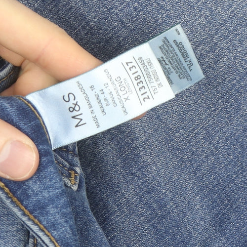 Marks and Spencer Women's Blue Sienna Straight Leg Jeans Size 16 Long Denim