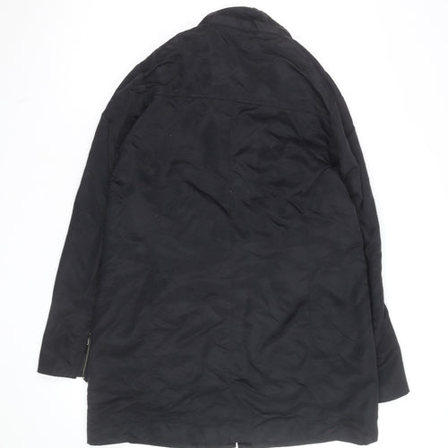MOTTO Womens Black Long Rain Coat Size 14 Water Resistant Zip Jacket