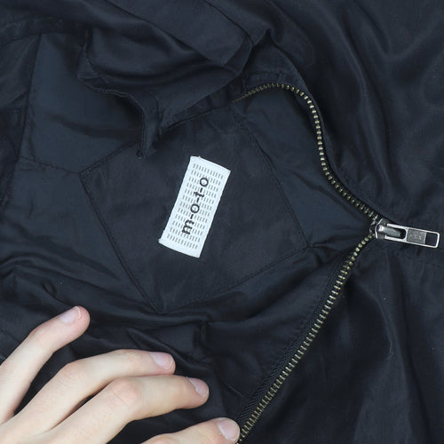 MOTTO Womens Black Long Rain Coat Size 14 Water Resistant Zip Jacket