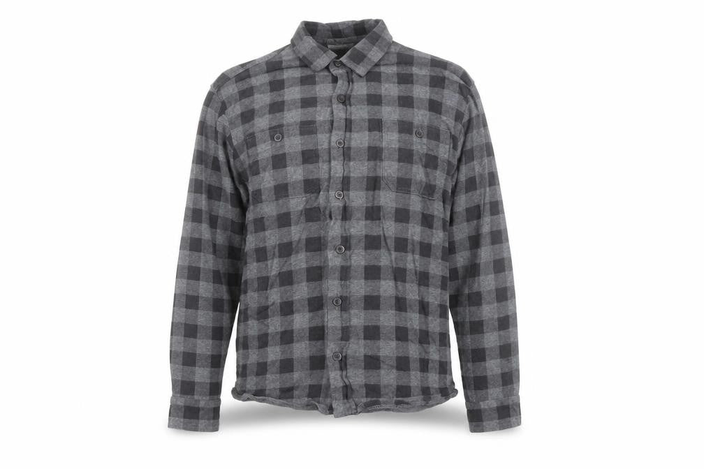 Front view of Tailor Vintage Men's Grey Checked Flannel Slim Fit Shirt L