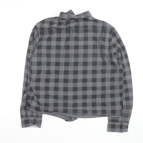 Tailor Vintage Men's Grey Checked Flannel Slim Fit Shirt L