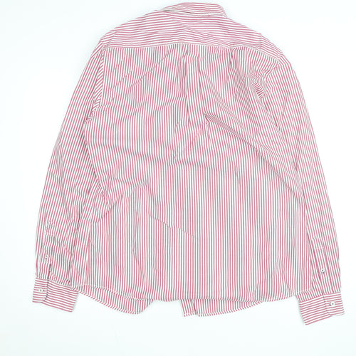 Springfield Men Red Striped Button-Down Cotton Shirt XL Slim Fit