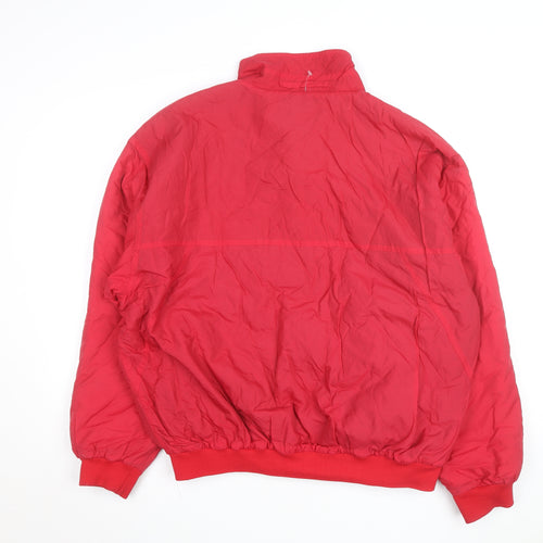 Grizzly Men's Red L Bomber Jacket Nylon Lined Full Zip Vintage