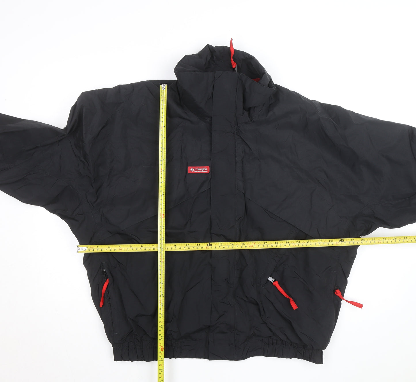 Columbia Men's Black L Windbreaker Nylon Jacket Outdoor Lined