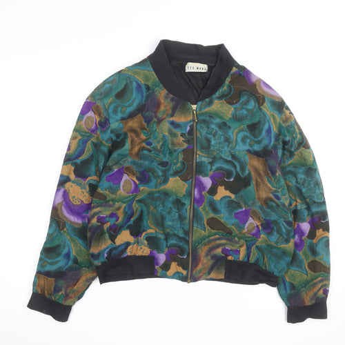 Via Moda Women's Multicoloured Floral Bomber Jacket Size 10